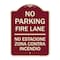 Signmission No Parking Fire Lane No Estacione Zona Contra Incendio Heavy-Gauge Alum, 24" x 18", BU-1824-23727 A-DES-BU-1824-23727 - alternate 1